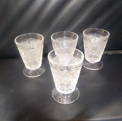 Vintage Duncan Miller Sandwich Pattern Glasses 4pcs Footed Juice 4'' T x 2.5''W