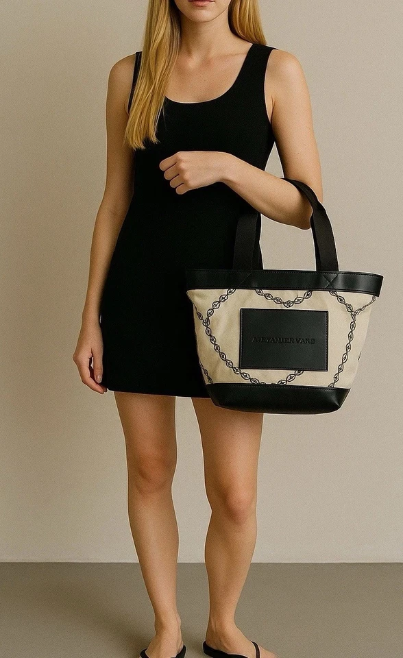 Alexander Wang Primal 帆布中号帆布皮革托特包设计全新无标签 — 第 3/4 张图片