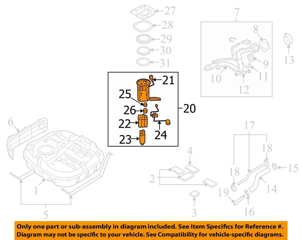 Hyundai Elantra 2011 conjunto de bomba de combustible 2,0 L tracción delantera usada 134 k millas Foto 3 de 4