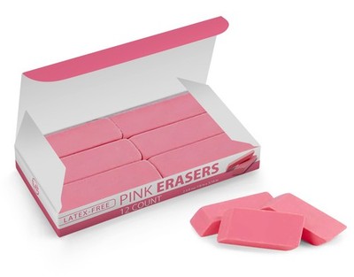 Block Erasers Bulk Pink 60 Count