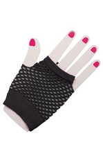 1980's Cyndi Lauper Inspired Short Fishnet Fingerless Gloves Black 