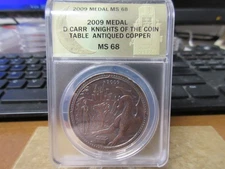 2008 KOTCT Medal by Daniel Carr Antiqued Copper ANACS MS 68