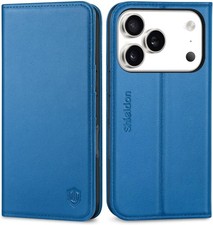 SHIELDON Custodia Portafoglio per iPhone 17 Pro 6.3" 2025 | Vera Pelle | Blu