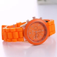 New Unisex Jelly Color Women Teens Silicone Band Watch Analog Quartz Wristwatch