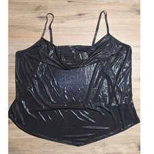 NWT Torrid plus 4X Spaghetti Strap Tank Shine Cowl Cami Top Shimmer Black