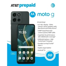 Motorola Moto G 2025, 128GB, Forest Gray At&t Prepaid Smartphone - Handset Only