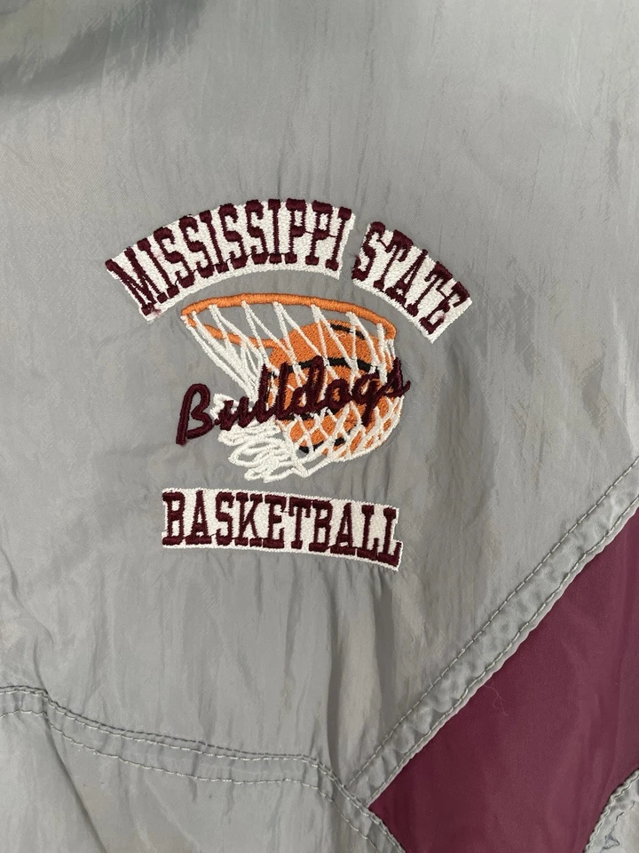 Vintage 90s Mississippi State Bulldogs Basketball Jacket Windbreaker Size Large - Image 2 of 4