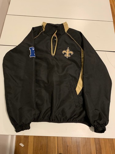 New Orleans Saints Jacket Medium Black 1/2 Zip Windbreaker Retro NFL Team Nylon - Picture 4 of 8