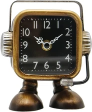 Retro Steampunk Style Robot Table Clock,Industrial Style Desk and Shelf Clocks