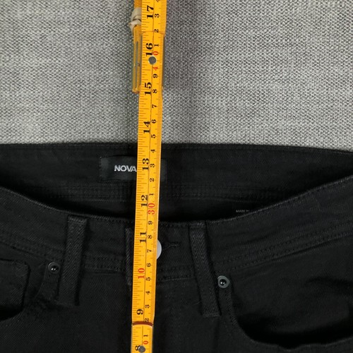 Nova Men Jeans Mens 30 Black Skinny Stretch Distressed Raw Hem Lattice 6FN13 - Picture 6 of 13