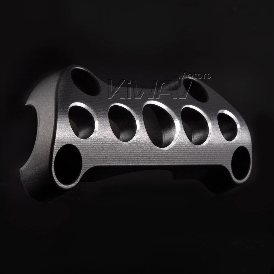 VAWiK 1" handlebar upper clamp perfect CNC cut black silver fits custom Harley - Imagem 3 de 4