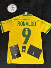 SIGNED R9 RONALDO NAZARIO 1998 BRAZIL HOME SHIRT WITH COA + RFID CARD