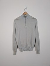 Joe Merino Medium Light Blue 100 Extra Fine Merino Wool 1/4 Zip Jumper