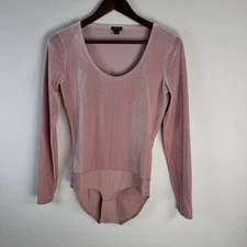 J.CREW Pink Velvet Bodysuit Women’s Size Small Long Sleeve Stretch Scoop Neck