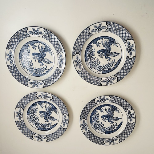 4 placas laterales vintage Yuan azul blanco 6,5" madera hijos Inglaterra aves exóticas 656368 - Imagen 1 de 9