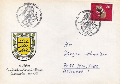 Deutschland, 1967, Jahrgang Ersttagsbrief - Winnenden 1957