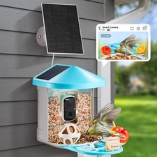 Smart Bird Feeder with HD Camera Solar Panel AI Identify Birds APP Wi-Fi