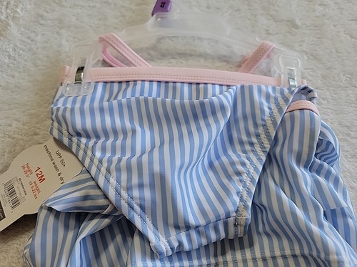 NWT Baby Girls Tankini 12 Month Swim Bathing Suit UPF 50+ Striped 2 Pcs - Picture 4 of 7