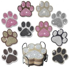 10 pcs Diamond Painting Coasters Diamond Art Coasters Dog Paw Diamond Art...