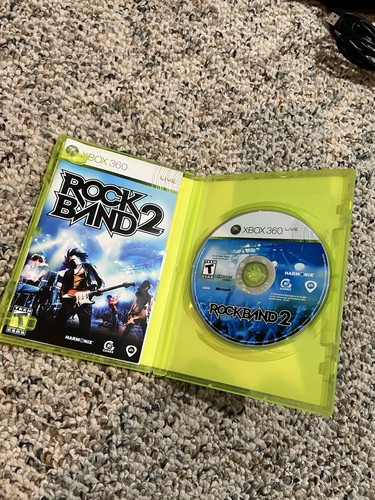 Xbox 360 Rock Band 2 Wired Bundle w/ Drum Set, Guitar, Microphone, Game Tested - Picture 9 of 24
