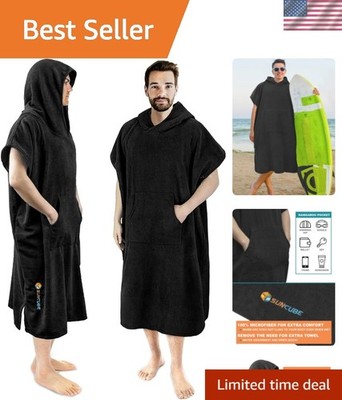 Surf Poncho Changing Robe with Hood | Absorbent Quick Dry Microfiber Wetsuit ...