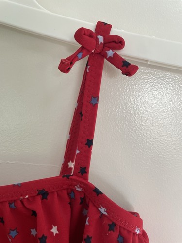 OshKosh B'Gosh Toddler Girl Patriotic Stars Ruffle Lined 1-Piece Swimsuit Red 4T - Picture 4 of 6
