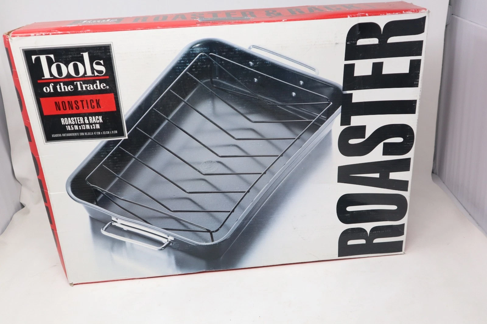 New Tools of the Trade BASICS Roaster & Rack Nonstick CARBON w/Rack 18x12.5x3