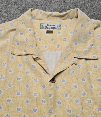 Camisa Tommy Bahama Seda Geométrica Hawaiana Abotonada Para Hombres XL - Imagen 6 de 16