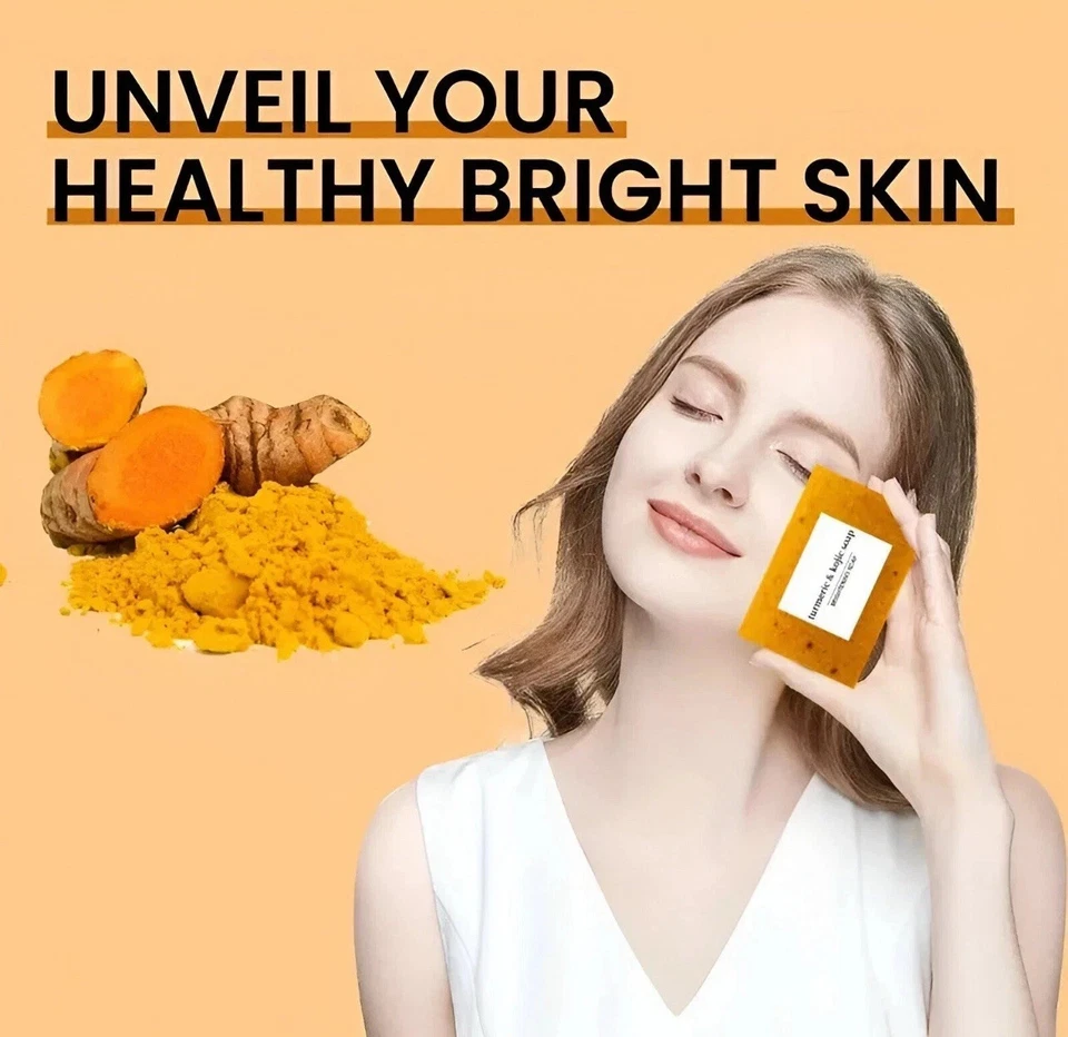 Paquete de 2 jabones tuméricos de limón + ácido kójico blanqueador de manchas oscuras de la piel 3,53 oz Foto 4 de 4