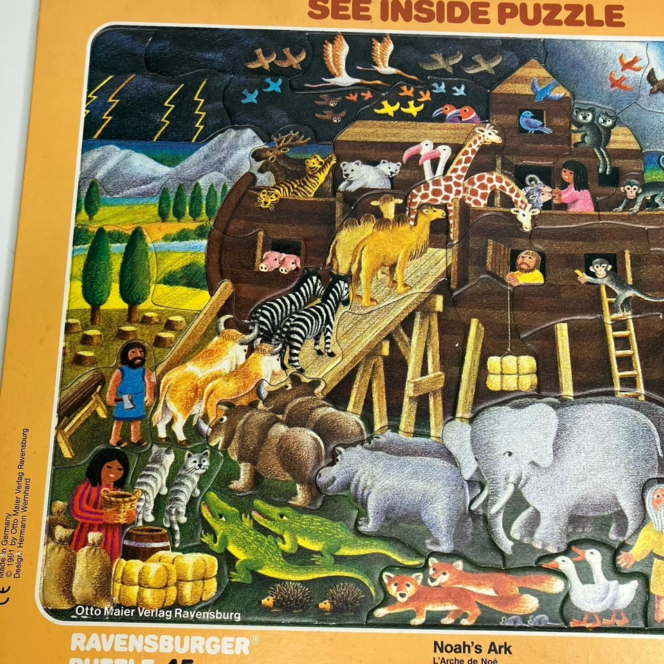 Ravensburger See Inside 45 Pc Jigsaw Puzzle NOAH'S ARK Vtg 1991 Hard to Find - Image 2 of 4