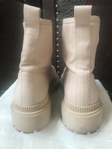 Divided H&M Women's New Designer Beige Canvas Platform Heeled Boots - sz. 7 - Picture 9 of 13