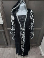 NEW Spooktacular Creations Girls Dark Witch Ghost Print Size L Velvet Cloak Robe