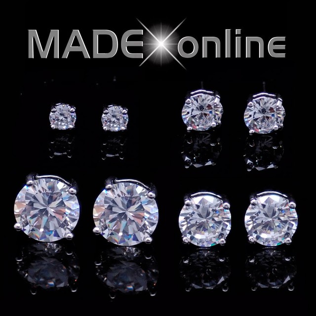 Cubic Zirconia Bling Stud Earrings 4 Sparkle CZ Crystal Sizes Cubic Zirconia Bling Stud Earrings 4 Sparkle CZ Crystal Sizes