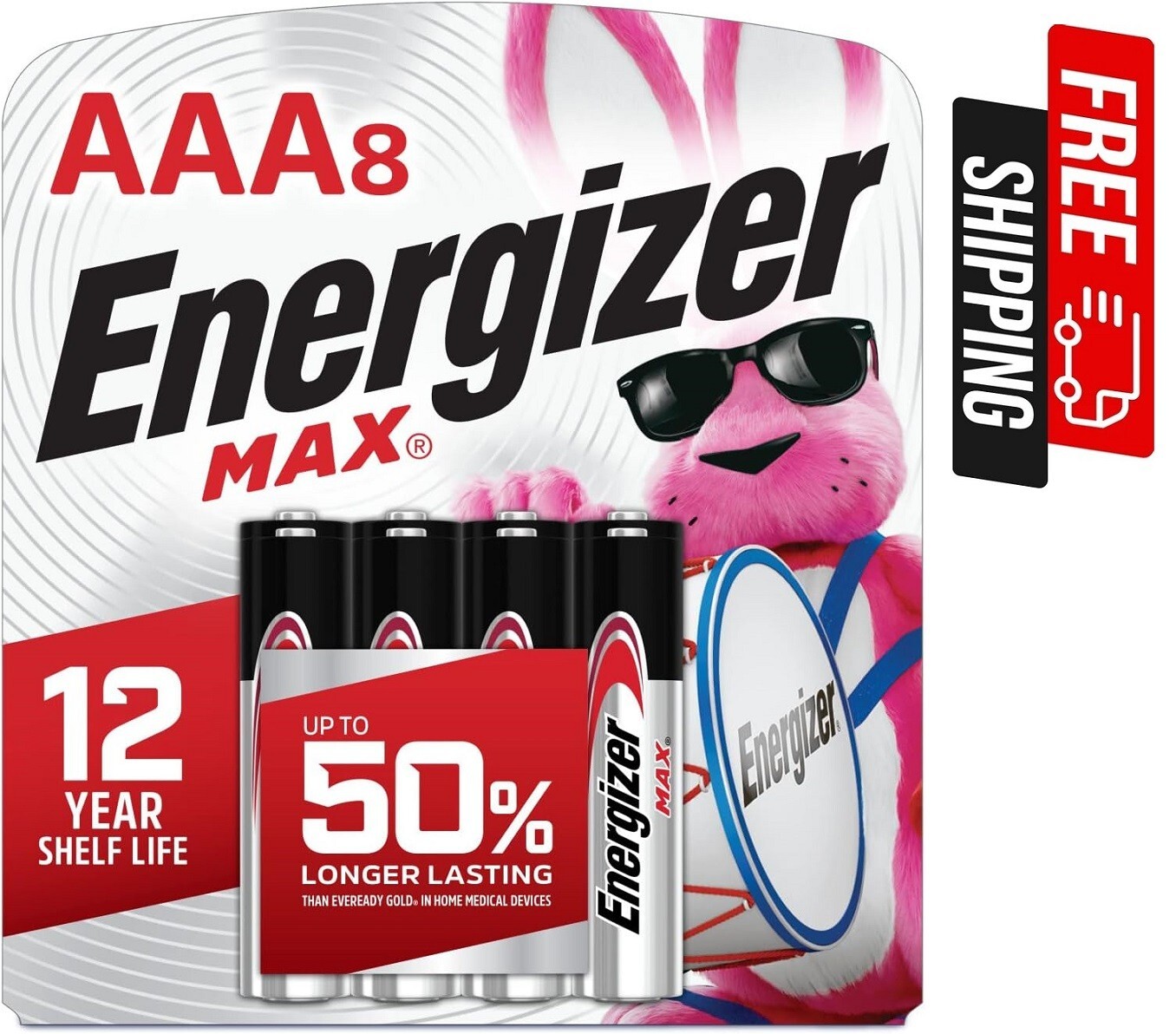 Energizer AAA batteries, Max Triple A - Alkaline, 8 Count - Free Shipping.-image