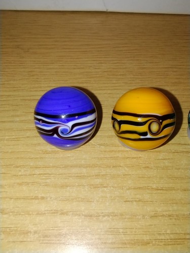Lot of 4 Riptide 22mm + 2 Rinky Dink 16mm Handmade Art Glass Set of 6 Marbles - Picture 7 of 22