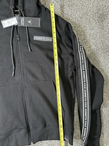 Men's Kenneth Cole Zip Up Hoodie Jacket Size L Black Stretch Activewear - Picture 2 of 5