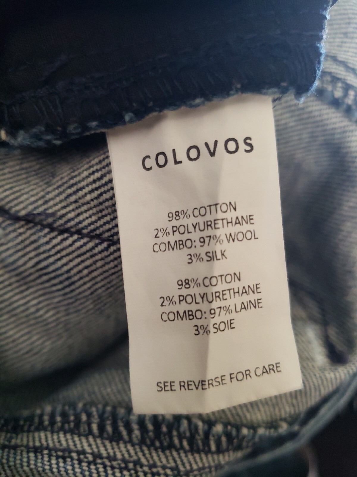 COLOVOS Jeans Split Button Raw Hem Two Toned Deni… - image 3