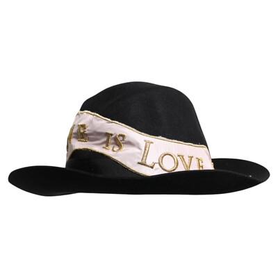 DOLCE & GABBANA Hat Black Logo Embroidered Women Wide Brim Capello