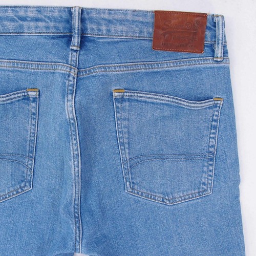 Hombres SuperDry 02 TRAVIS Ajustado Pitillo Elástico Azul Jeans W36 L32 - Imagen 4 de 7