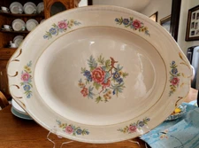 Georgian Platter Chop Plate 16" W Eggshell Oval Laughlin #M47N5 Porcelain White