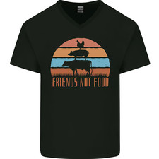 Vegetarian Animals Friends Not Food Vegan 2 Mens V-Neck Cotton T-Shirt