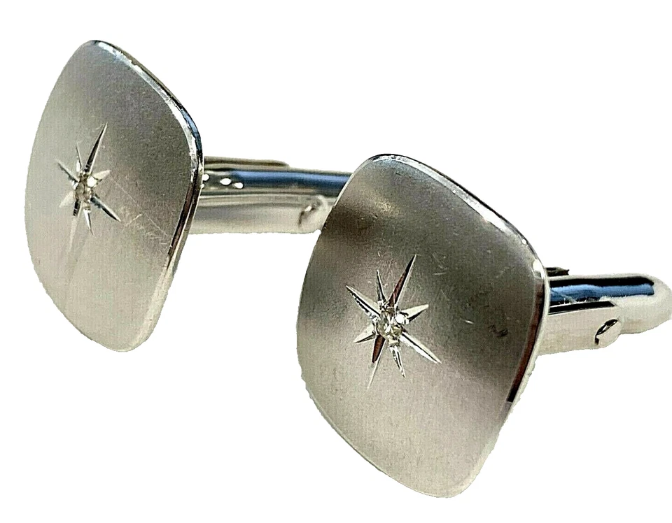 Vintage Dolan Bullock 14k White Gold Diamond Center Cufflinks 9.8 grams - Image 3 of 4