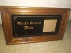 World's Greatest Mom Wood & Glass Photo Frame * Vintage! * 12" x 7" x 1"