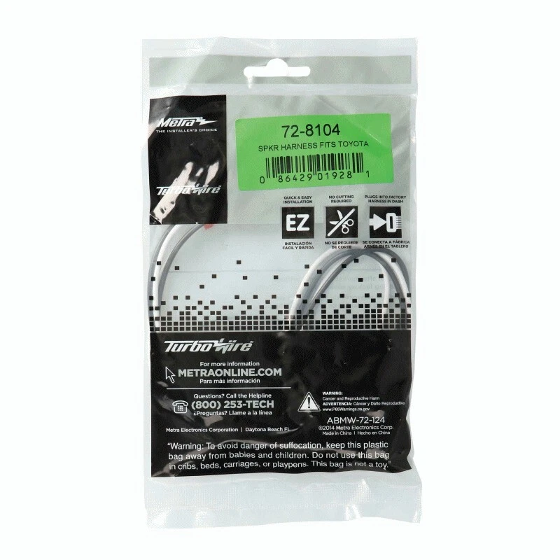 METRA 72-8104 / CAR SPEAKER ADAPTER HARNESS ( PAIR ) FOR TOYOTA 1987-UP **NEW** - Image 4 of 4