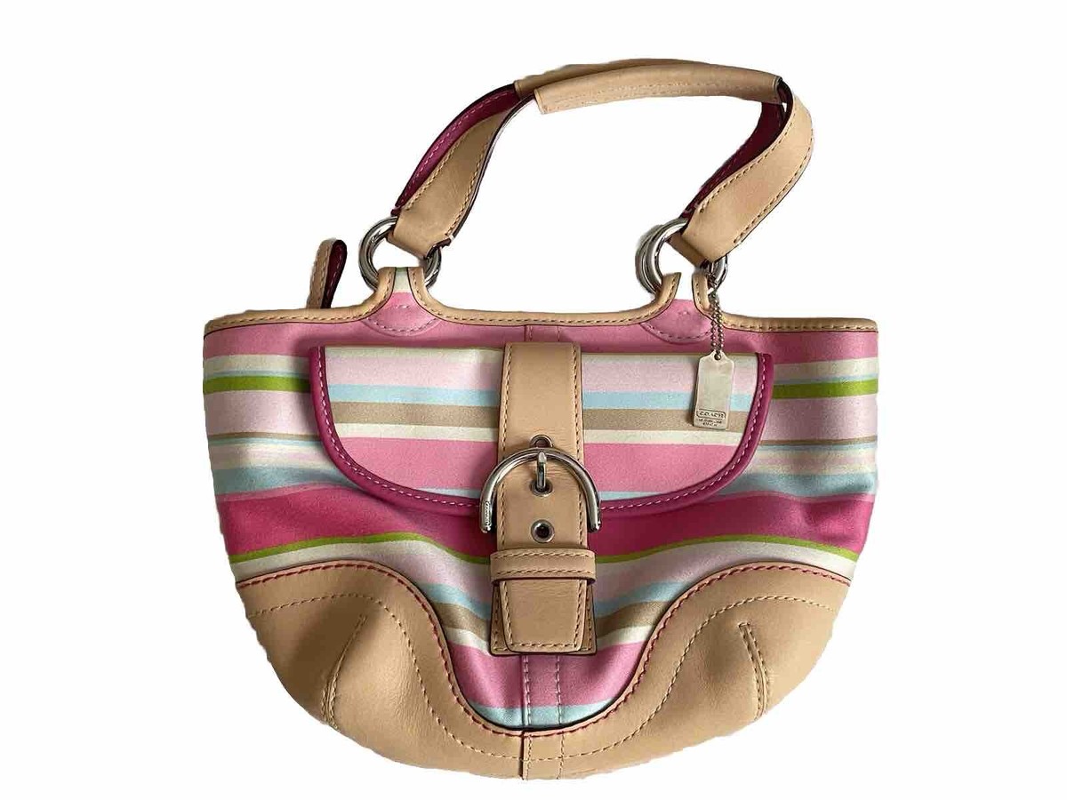 COACH - Hampton Soho Multicolor Striped Leather & Canvas