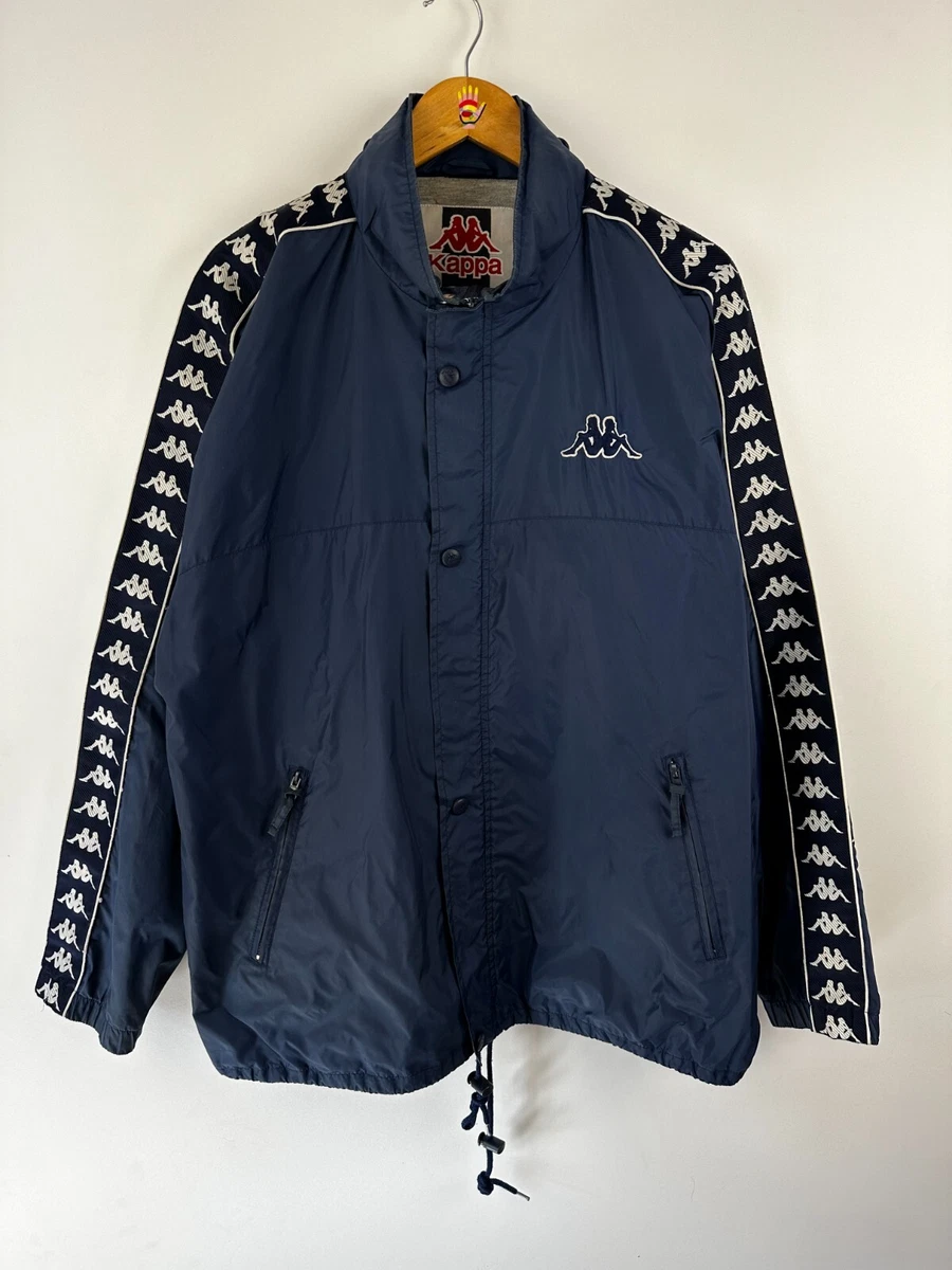 90s Vintage Mens KAPPA Nylon Windbreaker Rain Coat Blue Jacket Size XL