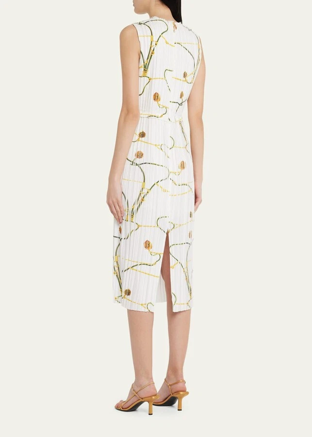 Vestido de día midi plisado estampado floral colección Jason Wu $1695, blanco, 8 Foto 2 de 3