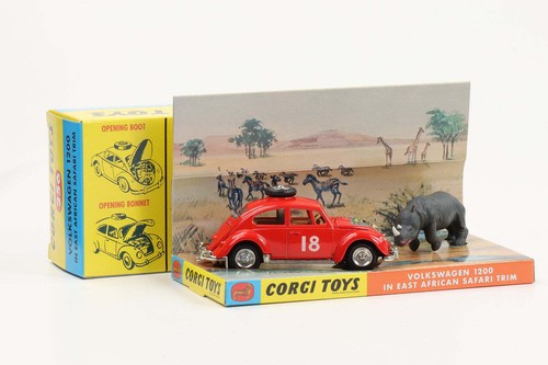 1:44 Corgi Toys Volkswagen VW Käfer Ostafrika-Safari rot+Zubehör Nummer 256 Rep - Bild 2 von 4