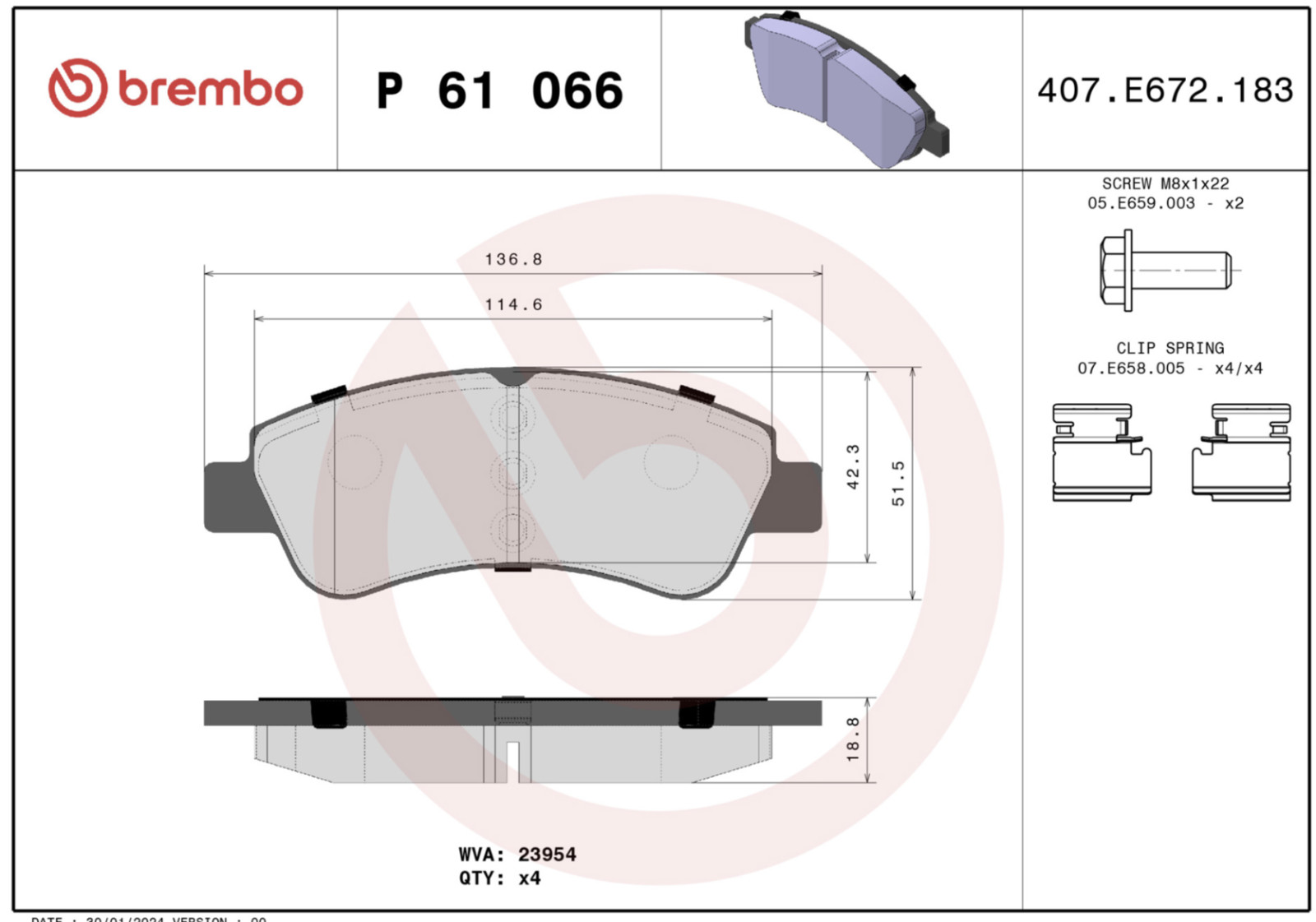 Plaquettes de frein Brembo P61066 pour train avant de berlines et citadines