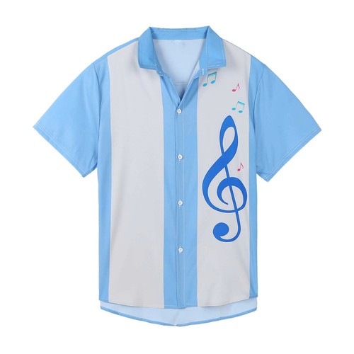 Men Rockabilly Style Short Sleeve Fifties Bowling Casual Button-Down Camp Shirts - Picture 52 of 196